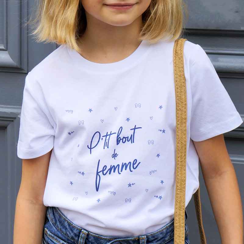 T-shirt enfant P'tit bout de femme. Mode fille, création originale Maia et Zoé