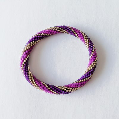 Bracelet népalais spirale violet et rose - Maia et Zoé