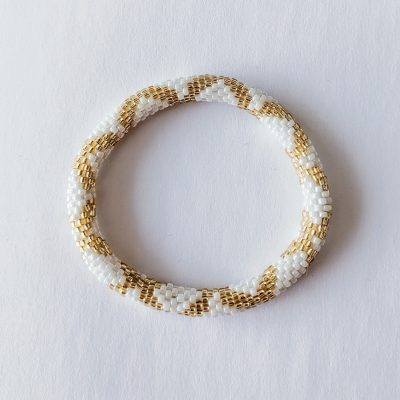 Bracelet népalais blanc et doré - Maia et Zoé