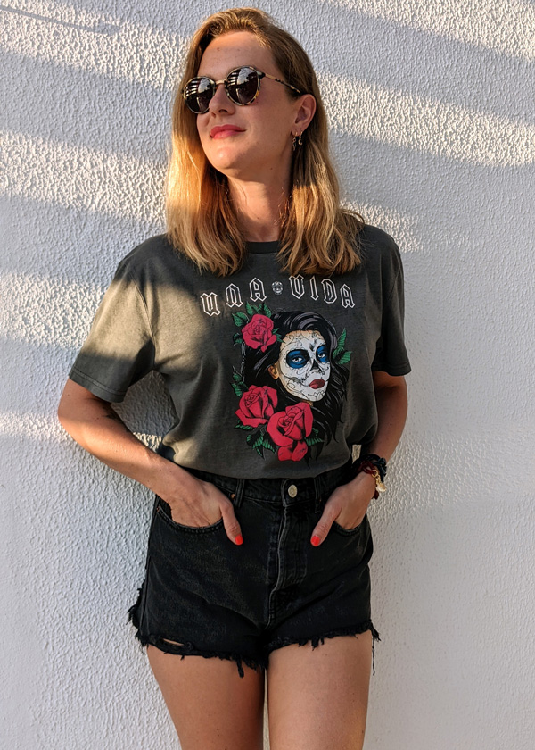 T-shirt vintage Una Vida, la catrina del dia de los muertos, création originale Maia et Zoé