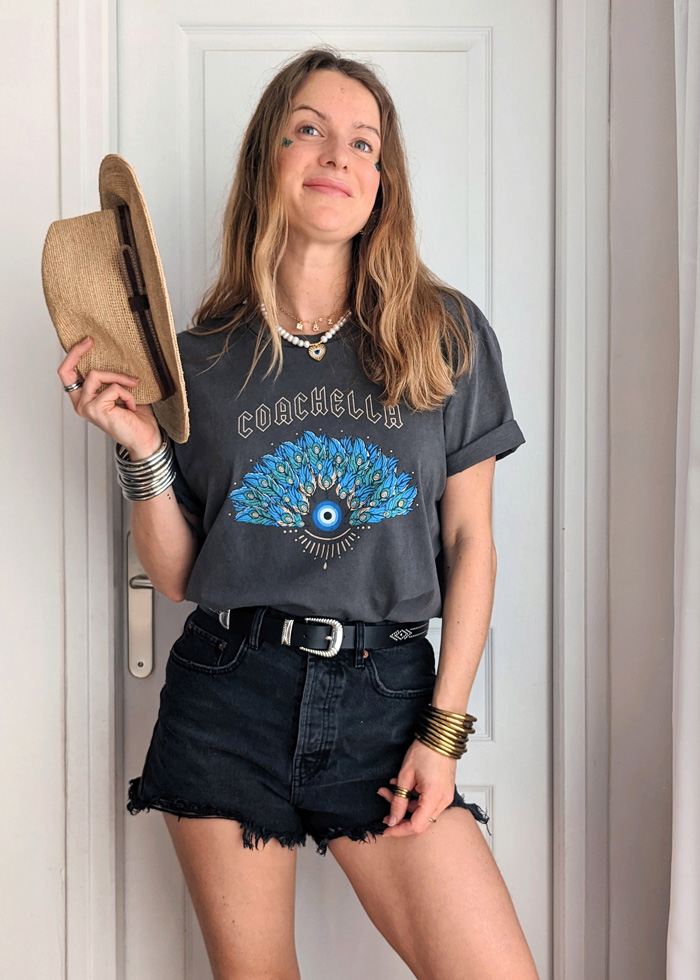 T-shirt festival Coachella, création Maia et Zoé, look festival femme pour un style Coachella