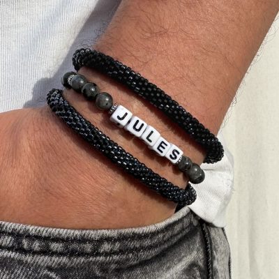 Bracelet Little Words for men - labradorite (à personnaliser)