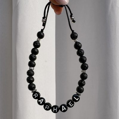 Bracelet Little Words for men - pierre de lave (à personnaliser)