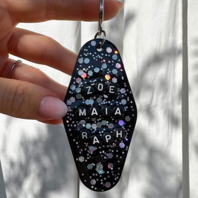 Porte-clés grigri noir (à personnaliser)