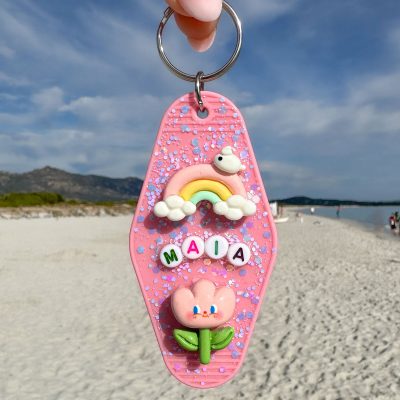 Porte-clés grigri rose (à personnaliser)