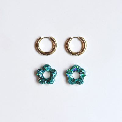 Mini créoles fleurs Hibiscus - Mermaid