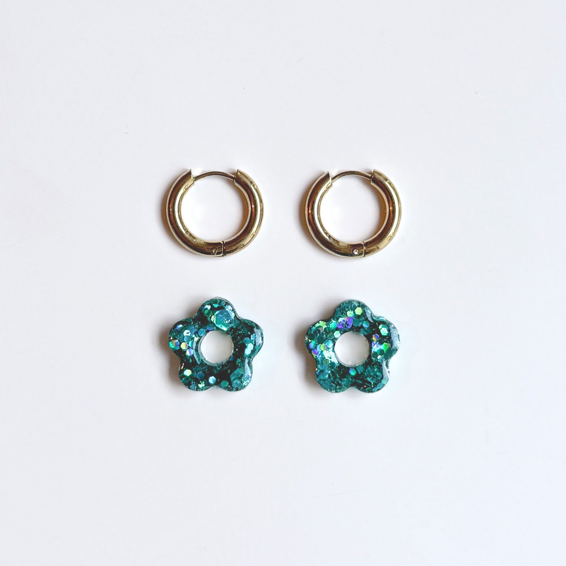 Mini créoles fleurs Hibiscus - Mermaid