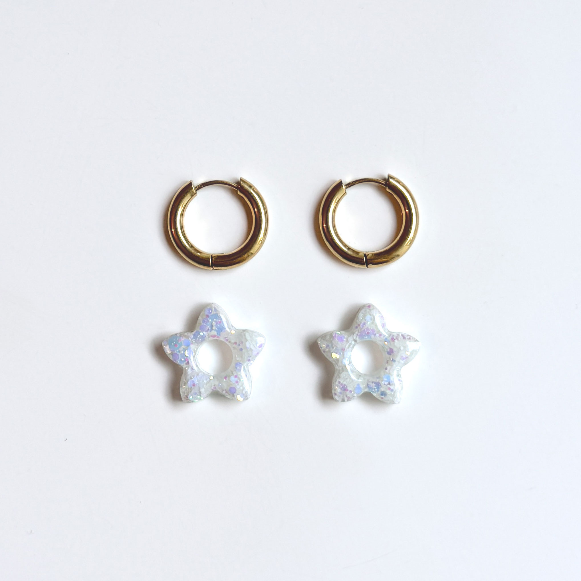 Mini créoles fleurs Tiare - Snow