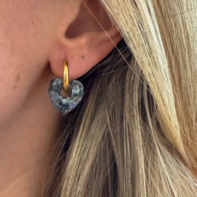 Mini créoles Coeur - black onyx