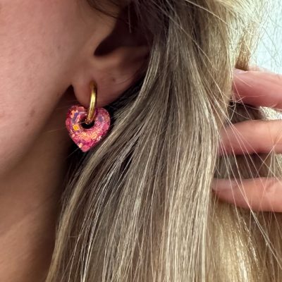 Mini créoles Coeur - corail