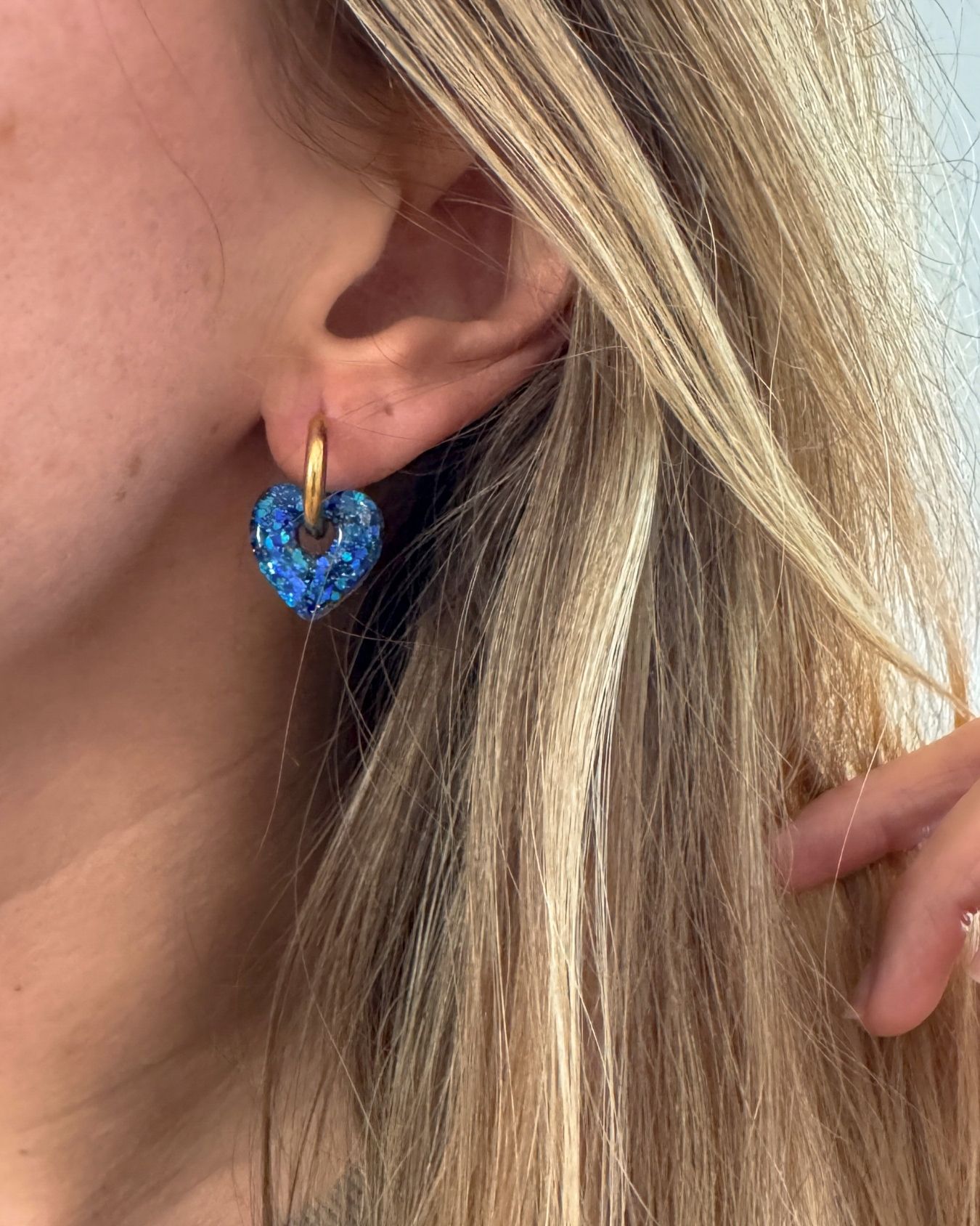 Mini créoles Coeur - nuit étoilée – Image 2