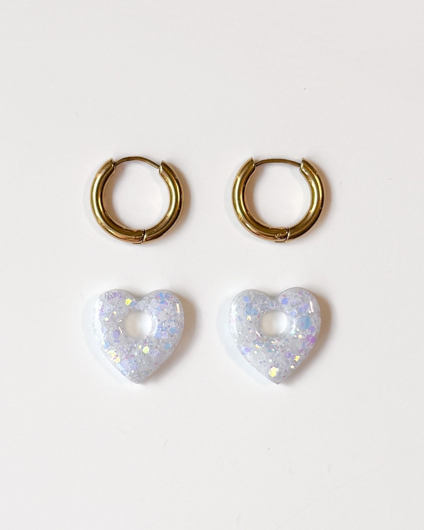 Mini créoles Coeur - snow – Image 2