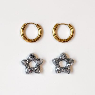 Mini créoles fleurs Tiare - argenté