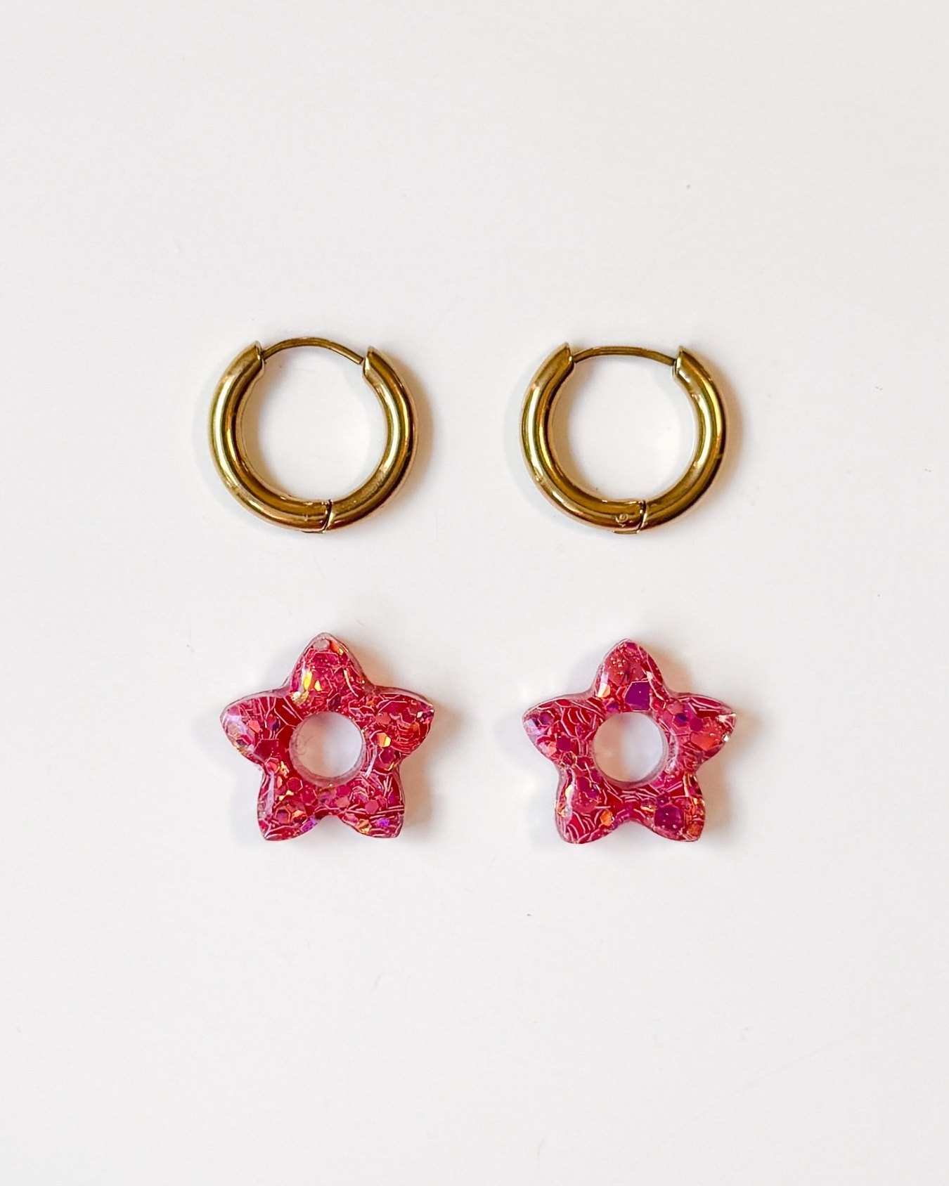 Mini créoles fleurs Tiare - corail