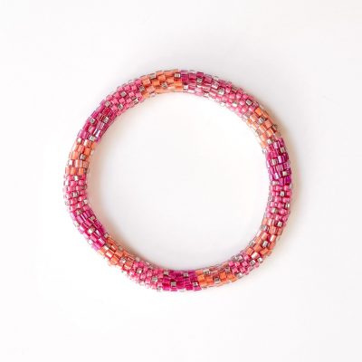 Bracelet népalais #73 (rose saumon silver)