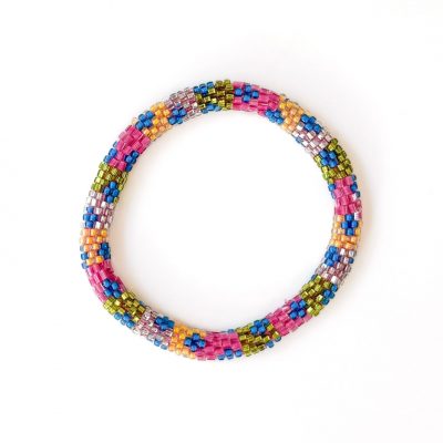 Bracelet népalais #77 (rose, bleu et vert)