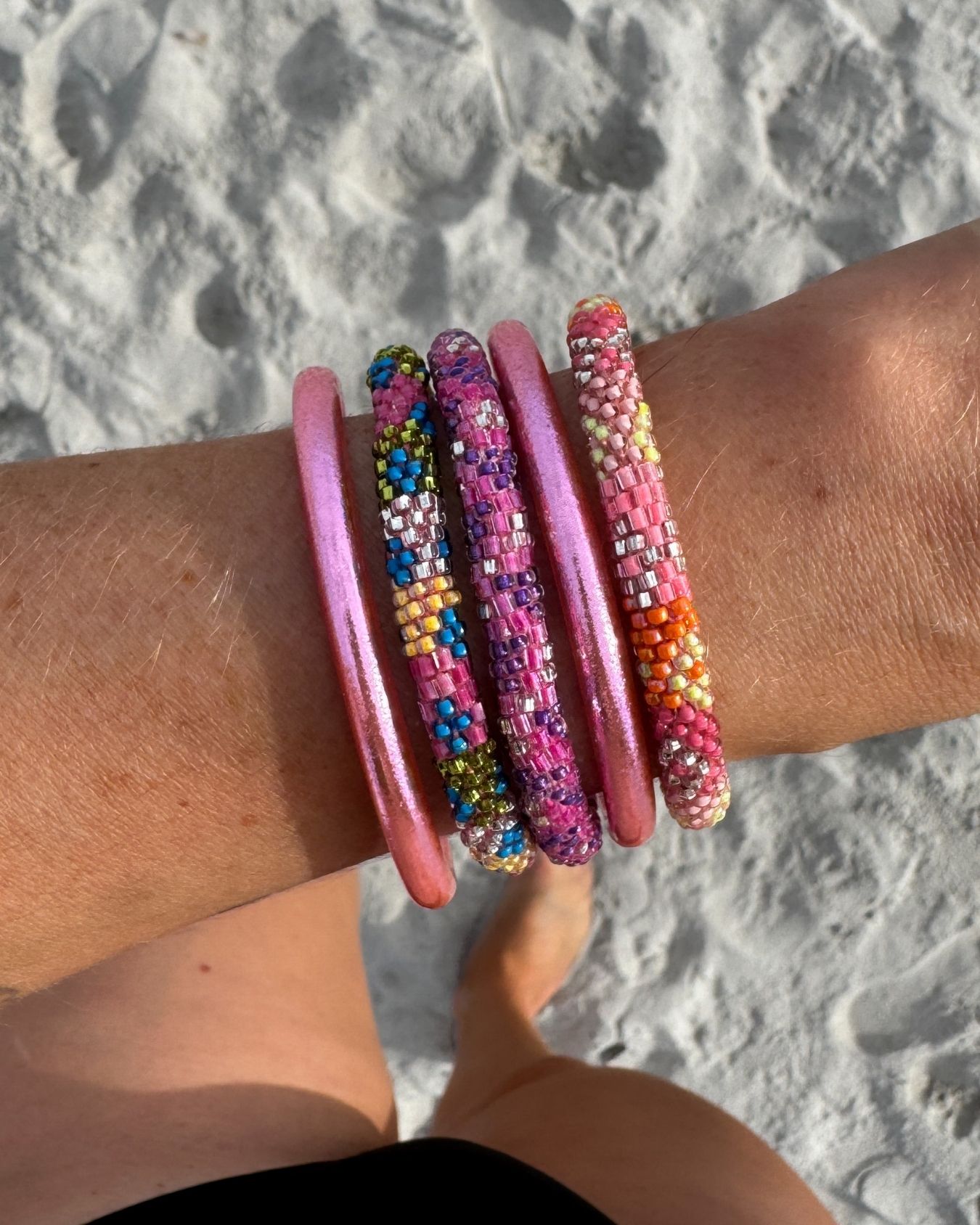 Bracelet népalais #74 (rose orange silver) – Image 3