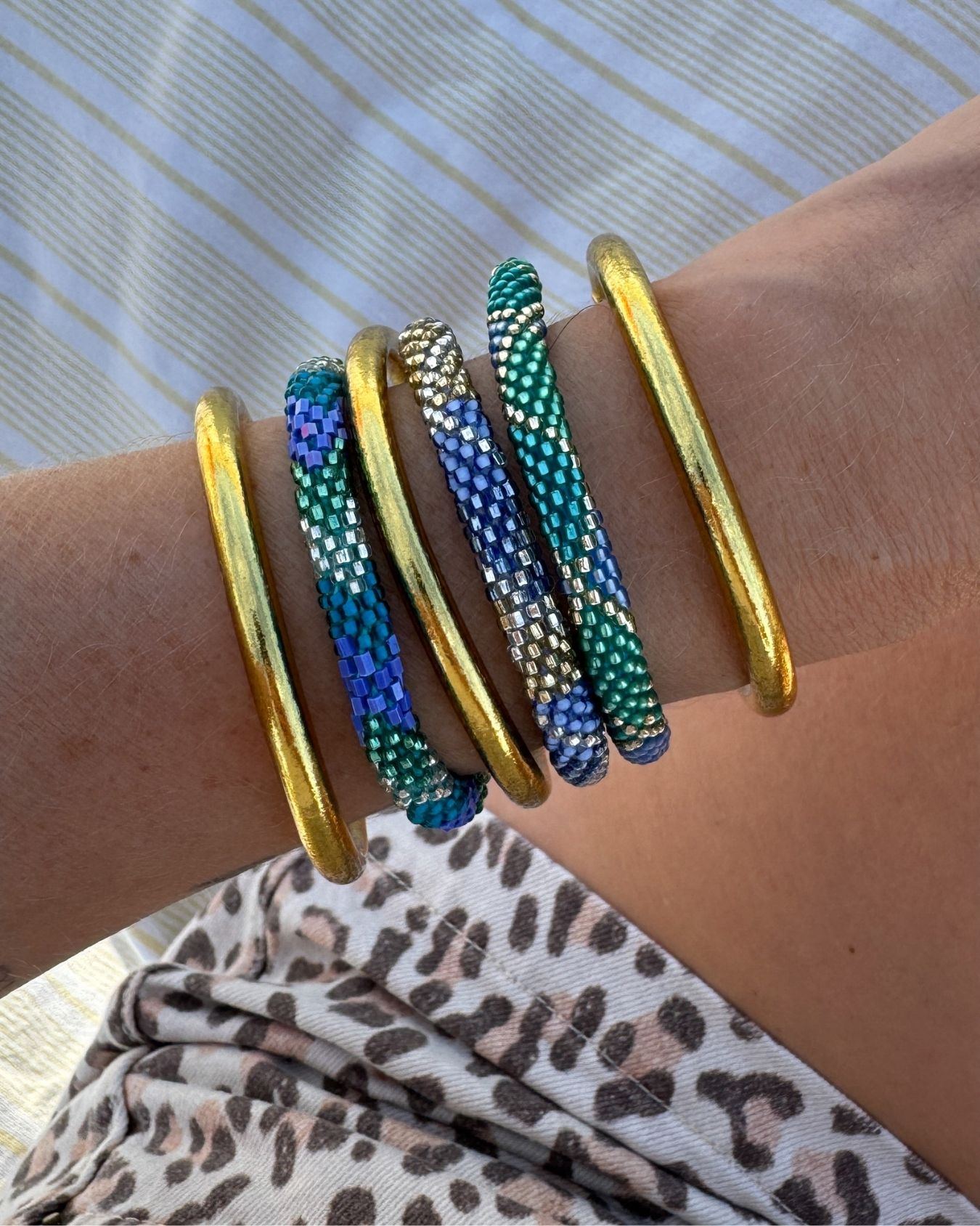 Bracelet népalais #78 (bleu, vert et silver) – Image 2