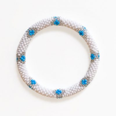 Bracelet népalais #101 (blanc et bleu)