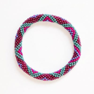 Bracelet népalais #102 (rose et vert)