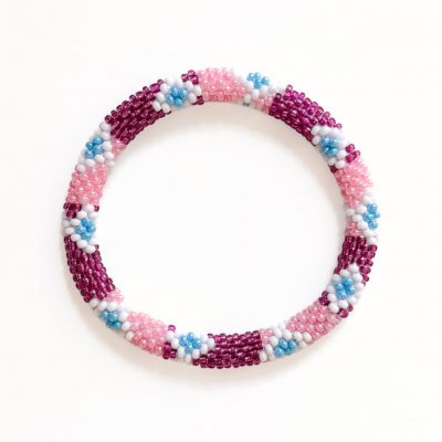 Bracelet népalais #81 (rose et violet)