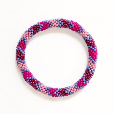 Bracelet népalais #82 (rose et violet)