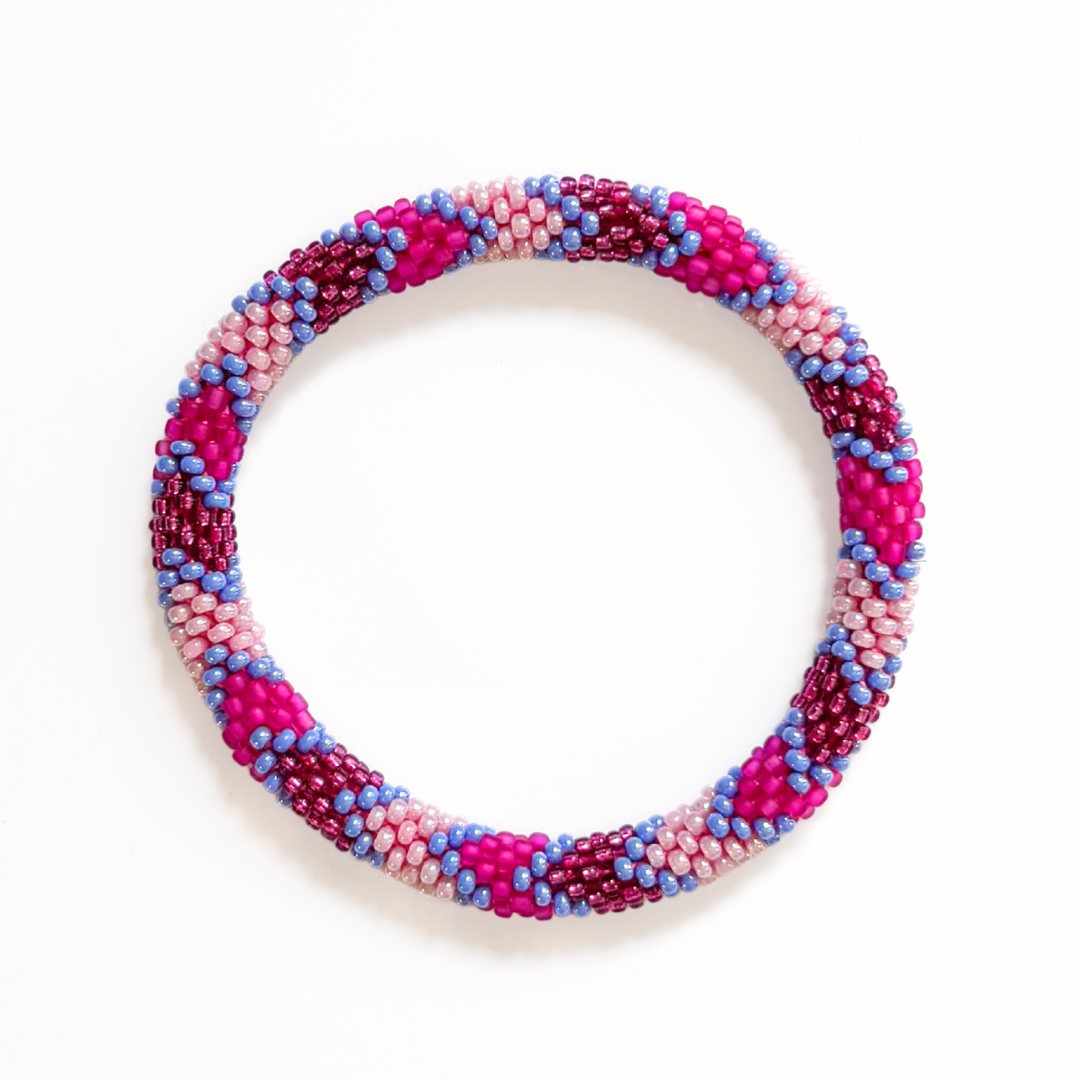 Bracelet népalais #82 (rose et violet)