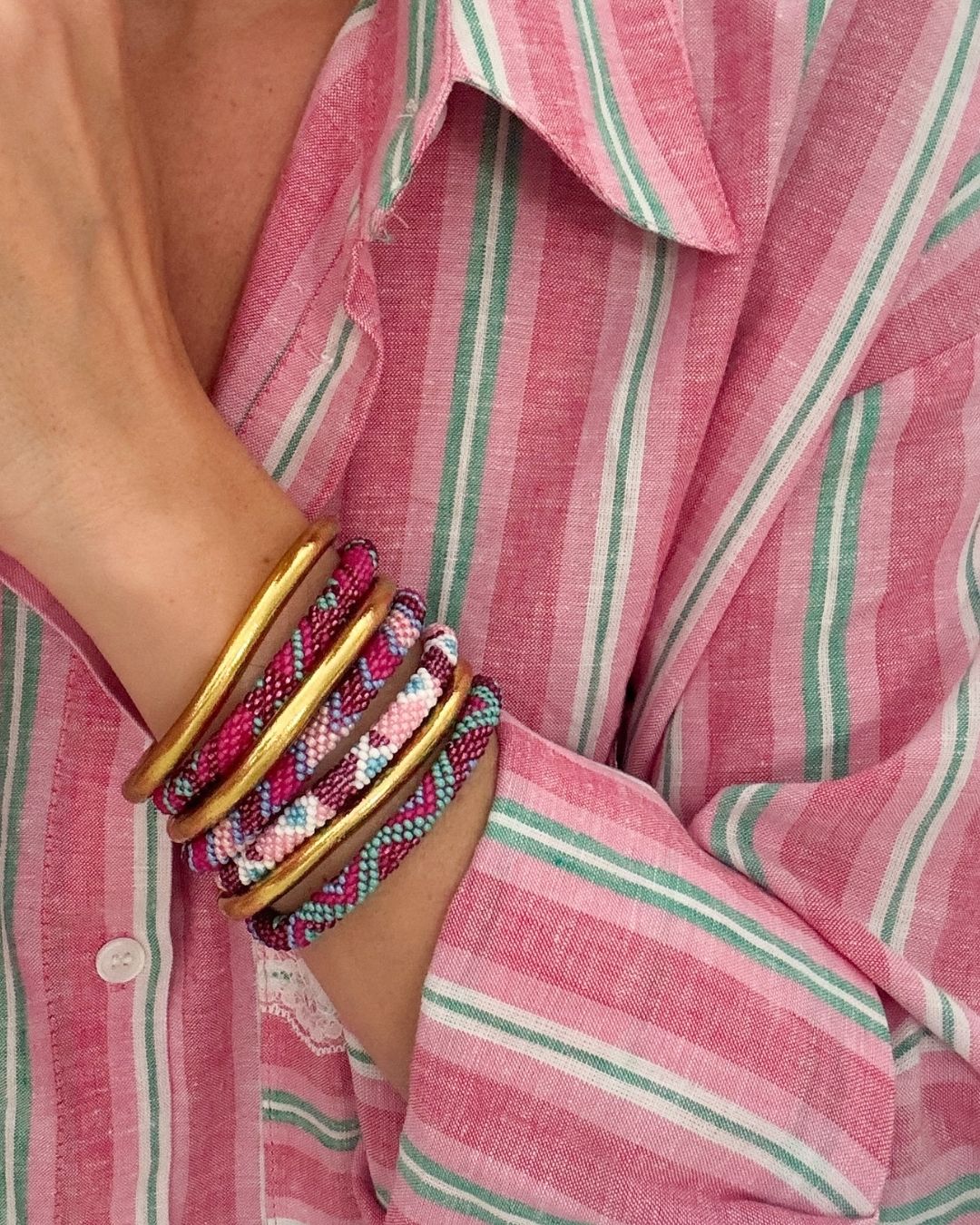 Bracelet népalais #82 (rose et violet) – Image 3