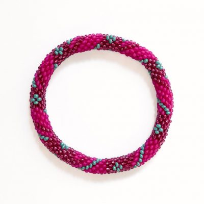 Bracelet népalais #83 (rose et vert)