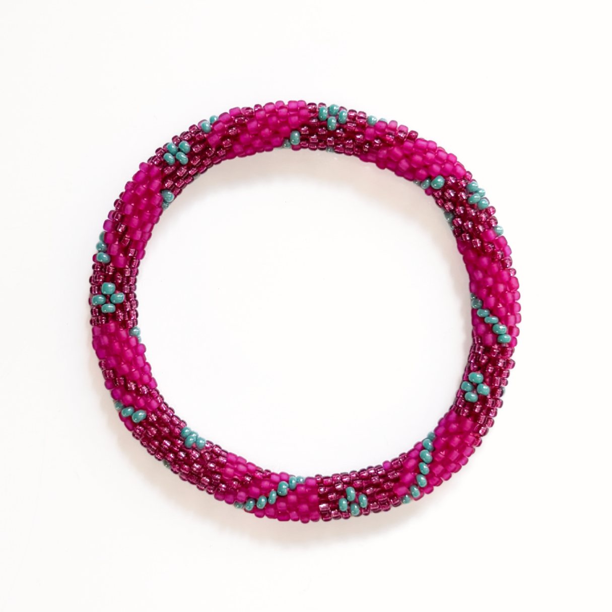 Bracelet népalais #83 (rose et vert)