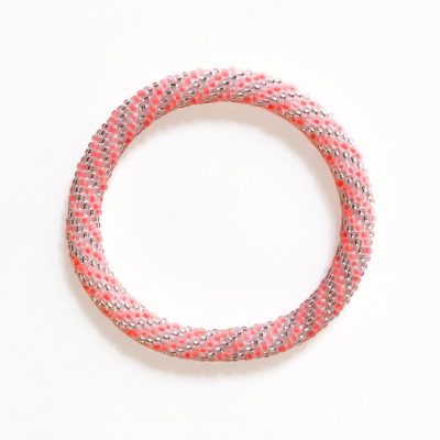 Bracelet népalais #84 (rose et argenté)