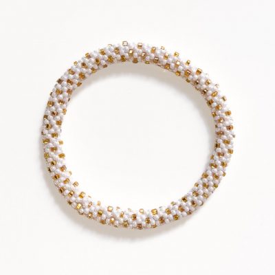 Bracelet népalais #86 (blanc et doré)