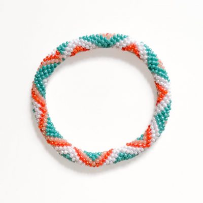 Bracelet népalais #88 (vert et orange)