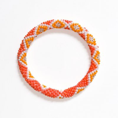 Bracelet népalais #89 (orange et blanc)