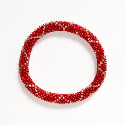 Bracelet népalais #90 (rouge et doré)