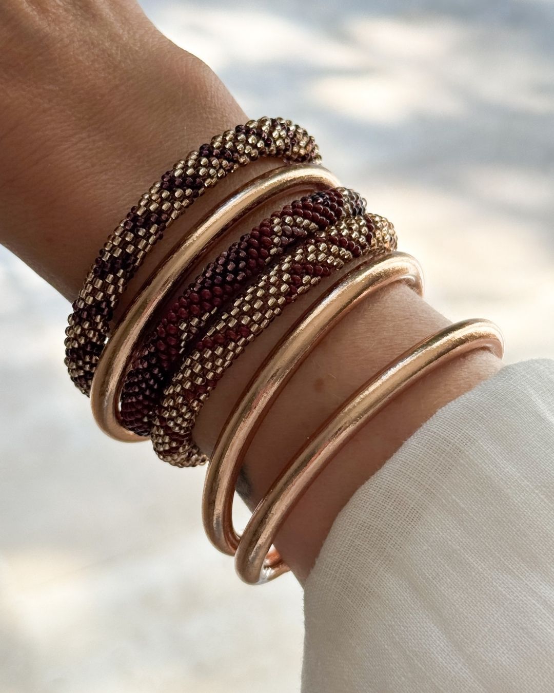 Bracelet népalais #91 (marron et champagne) – Image 4