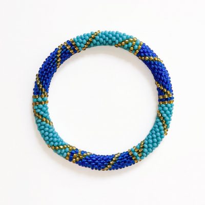 Bracelet népalais #96 (bleu et doré)