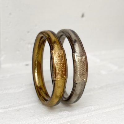 Jonc bouddhiste plat - 12mm antique gold et antique silver